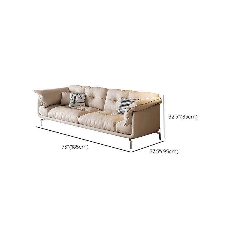 Contemporary Faux Leather Loose Back Seating Hair Pin Legs Sofa for Living Room