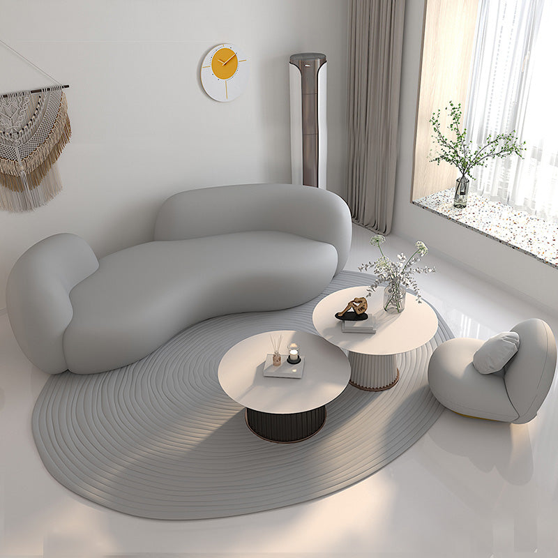 Curved Loveseat Sofa Contemporary Style Unique Seating for Living Room