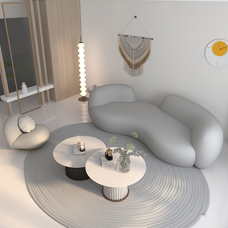 Curved Loveseat Sofa Contemporary Style Unique Seating for Living Room