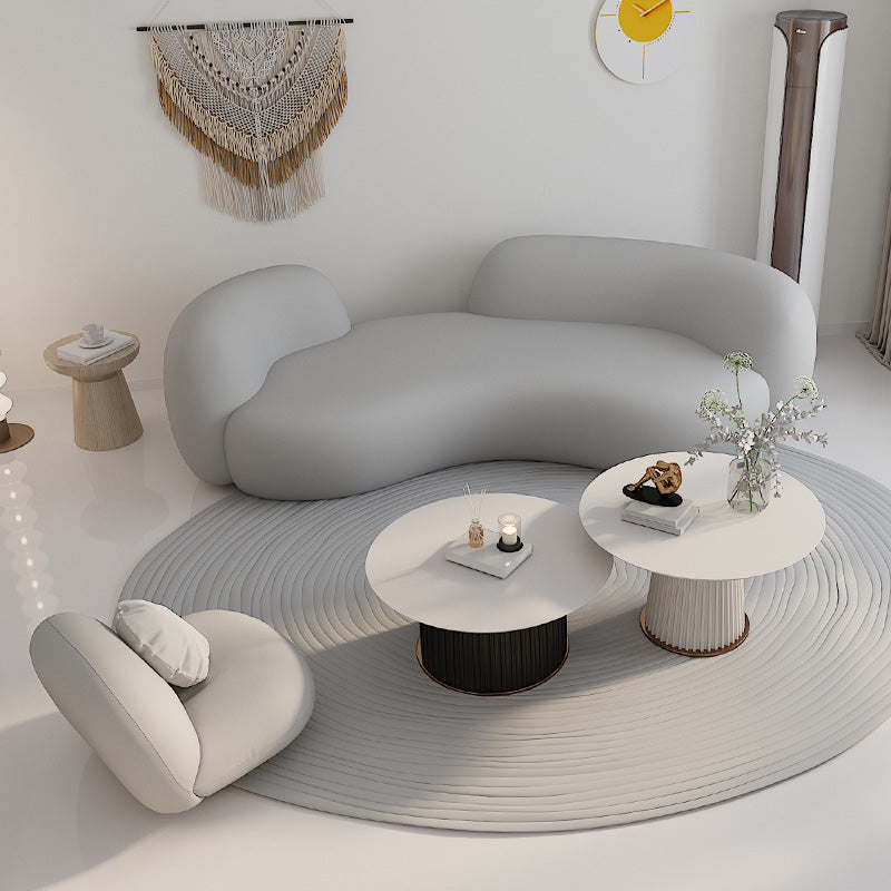 Curved Loveseat Sofa Contemporary Style Unique Seating for Living Room