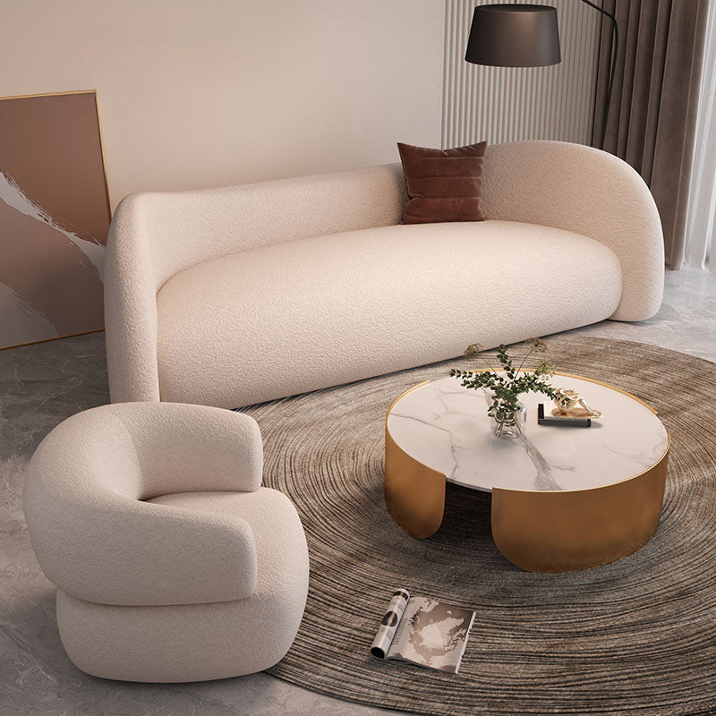 Unique Style Fabric Sofa in Off-White Bonus Room Apartment Seating