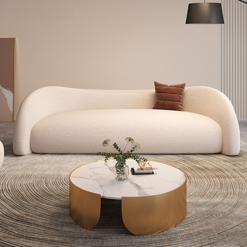 Unique Style Fabric Sofa in Off-White Bonus Room Apartment Seating