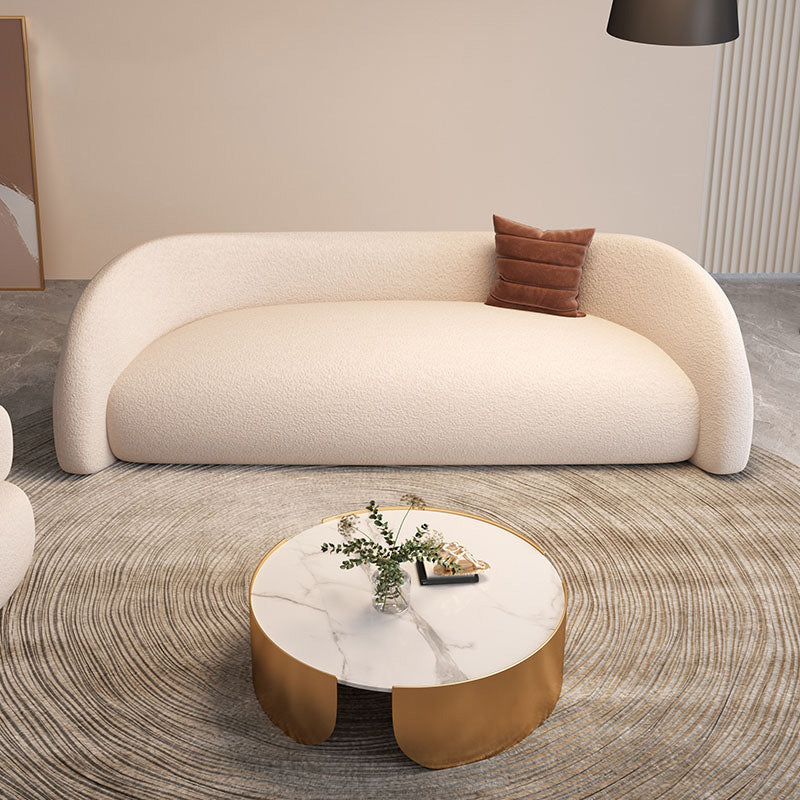 Unique Style Fabric Sofa in Off-White Bonus Room Apartment Seating