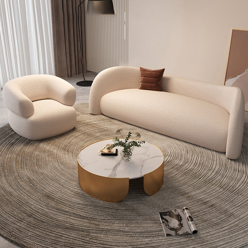 Unique Style Fabric Sofa in Off-White Bonus Room Apartment Seating