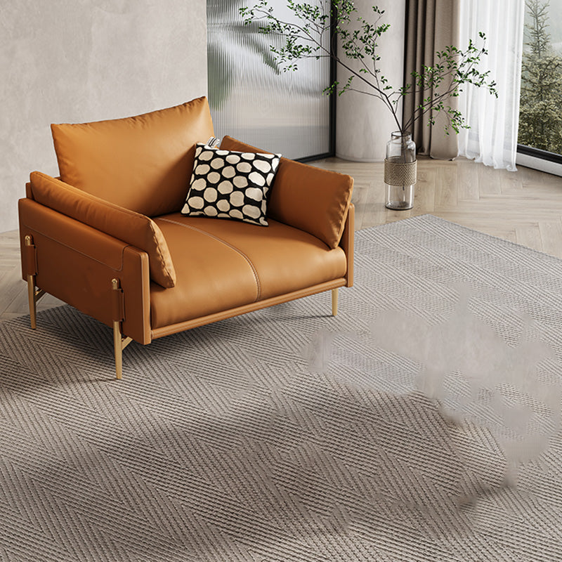 Glam Genuine Leather Living Room Pillow Top Arm Pillows Orange Seating