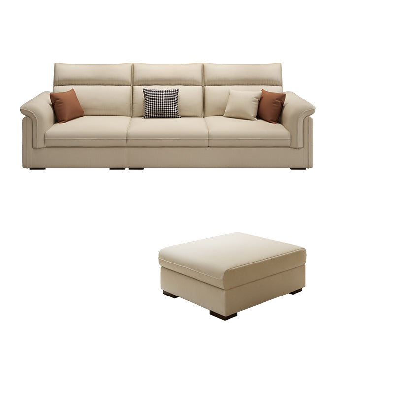 Contemporary Faux Leather Sofa with Ottoman Included in Pine Wood