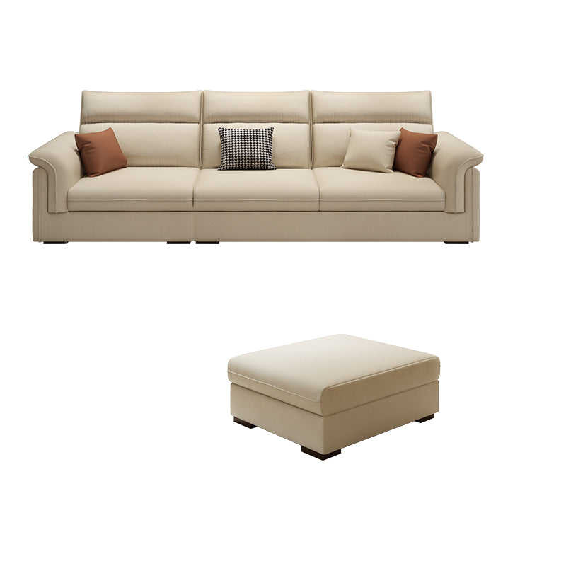 Contemporary Faux Leather Sofa with Ottoman Included in Pine Wood