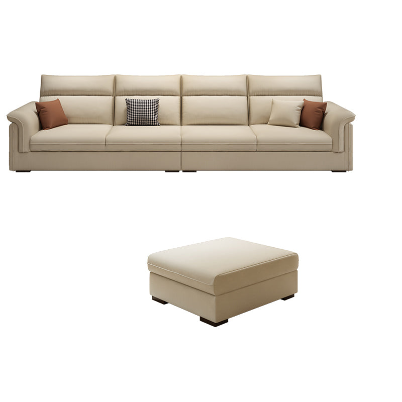 Contemporary Faux Leather Sofa with Ottoman Included in Pine Wood