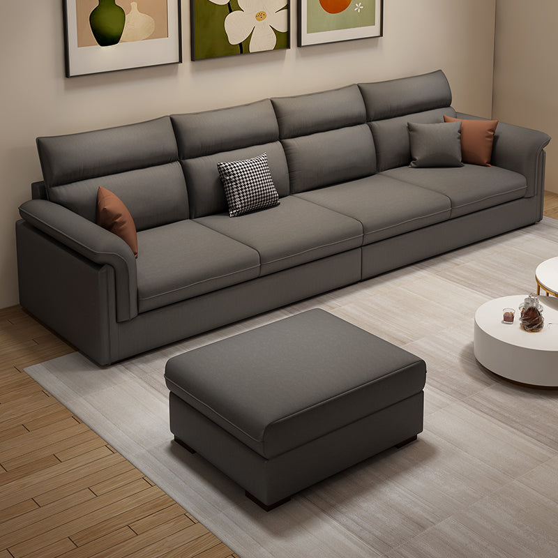 Contemporary Faux Leather Sofa with Ottoman Included in Pine Wood