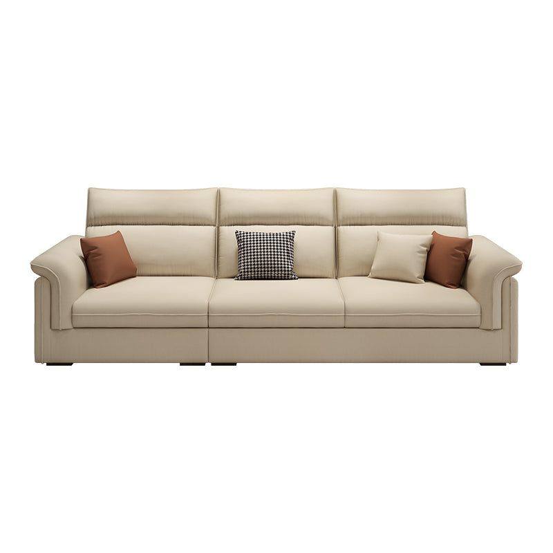 Contemporary Faux Leather Sofa with Ottoman Included in Pine Wood