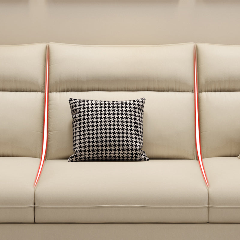 Contemporary Faux Leather Sofa with Ottoman Included in Pine Wood