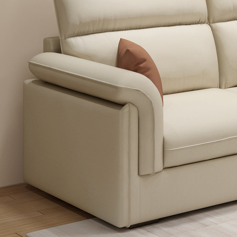Contemporary Faux Leather Sofa with Ottoman Included in Pine Wood