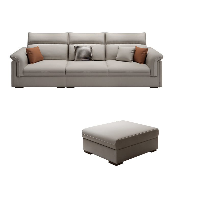 Contemporary Faux Leather Sofa with Ottoman Included in Pine Wood