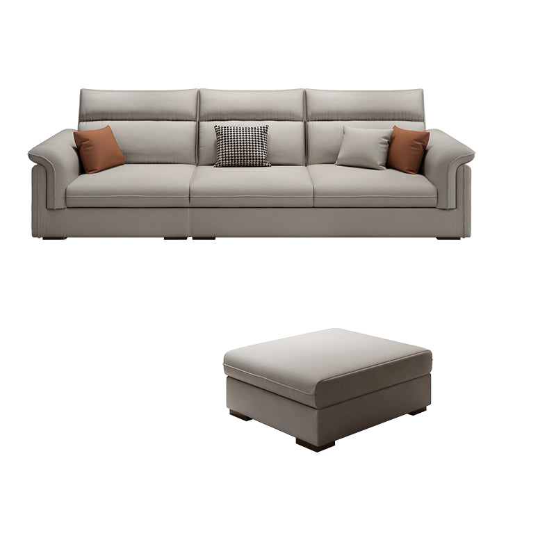 Contemporary Faux Leather Sofa with Ottoman Included in Pine Wood