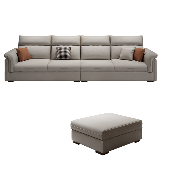 Contemporary Faux Leather Sofa with Ottoman Included in Pine Wood