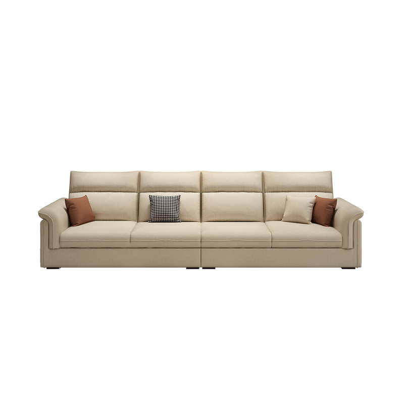 Contemporary Faux Leather Sofa with Ottoman Included in Pine Wood