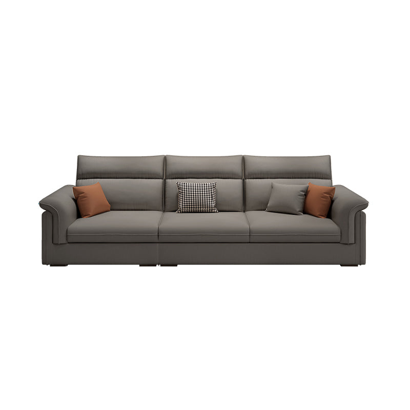 Contemporary Faux Leather Sofa with Ottoman Included in Pine Wood
