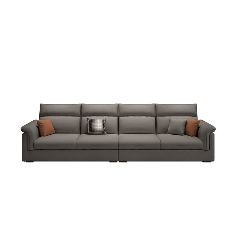 Contemporary Faux Leather Sofa with Ottoman Included in Pine Wood