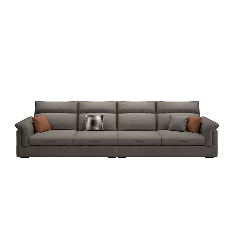 Contemporary Faux Leather Sofa with Ottoman Included in Pine Wood
