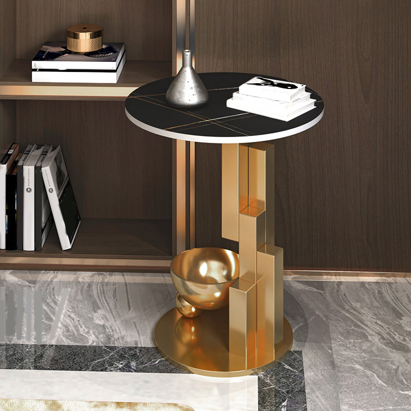 Contemporary Metal Corner Table Pedestal Round Living Room Sofa Side Accent Table