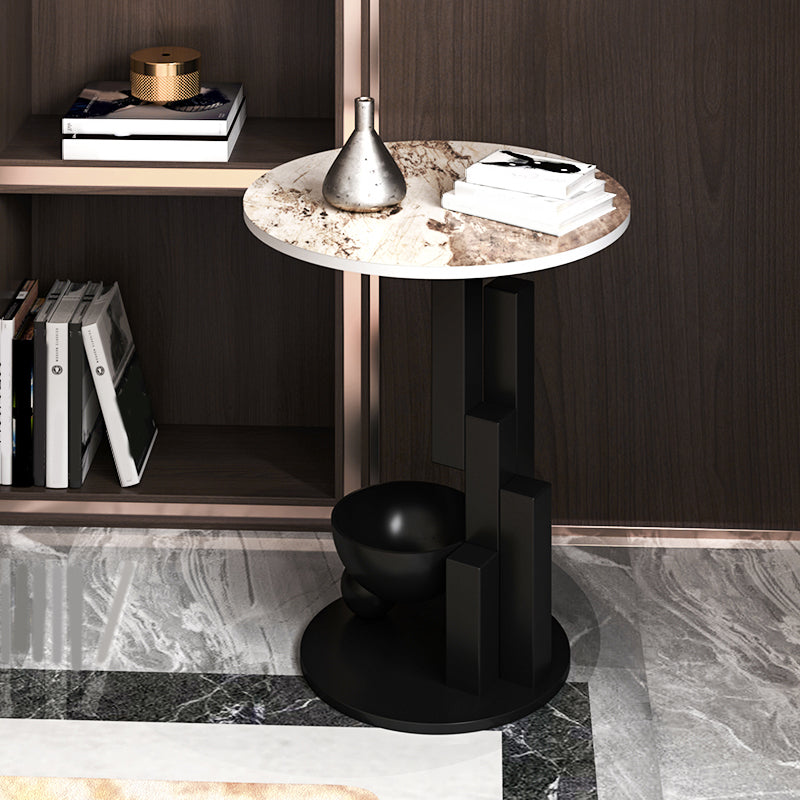 Contemporary Metal Corner Table Pedestal Round Living Room Sofa Side Accent Table