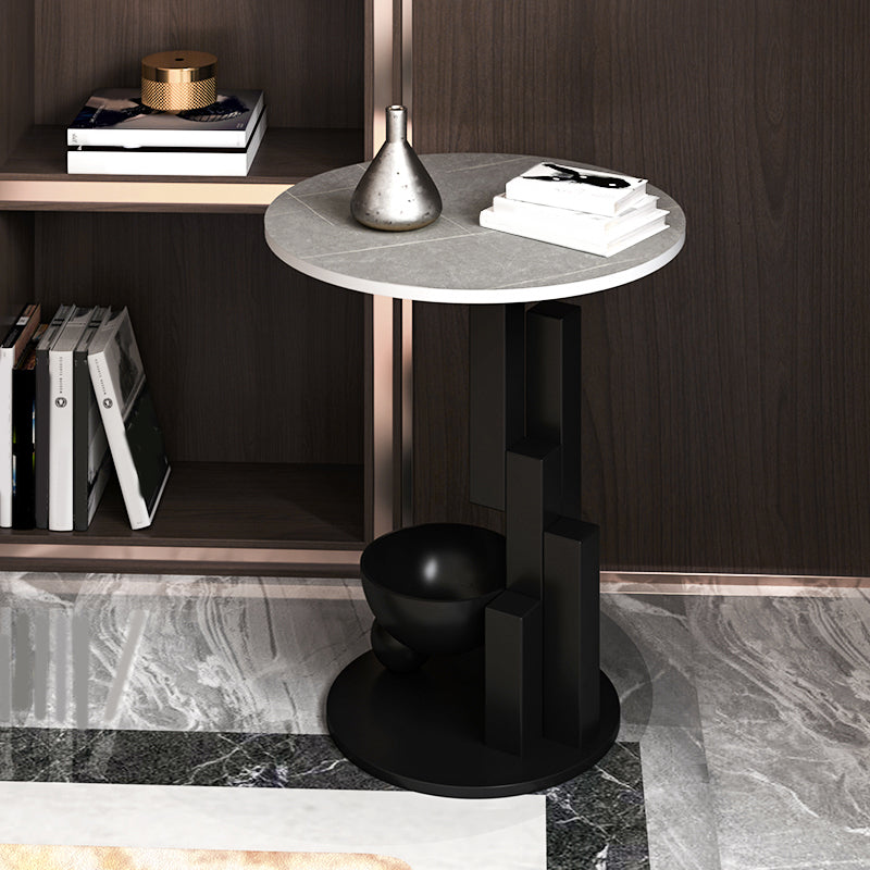 Contemporary Metal Corner Table Pedestal Round Living Room Sofa Side Accent Table