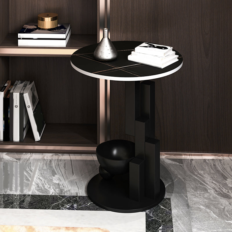 Contemporary Metal Corner Table Pedestal Round Living Room Sofa Side Accent Table