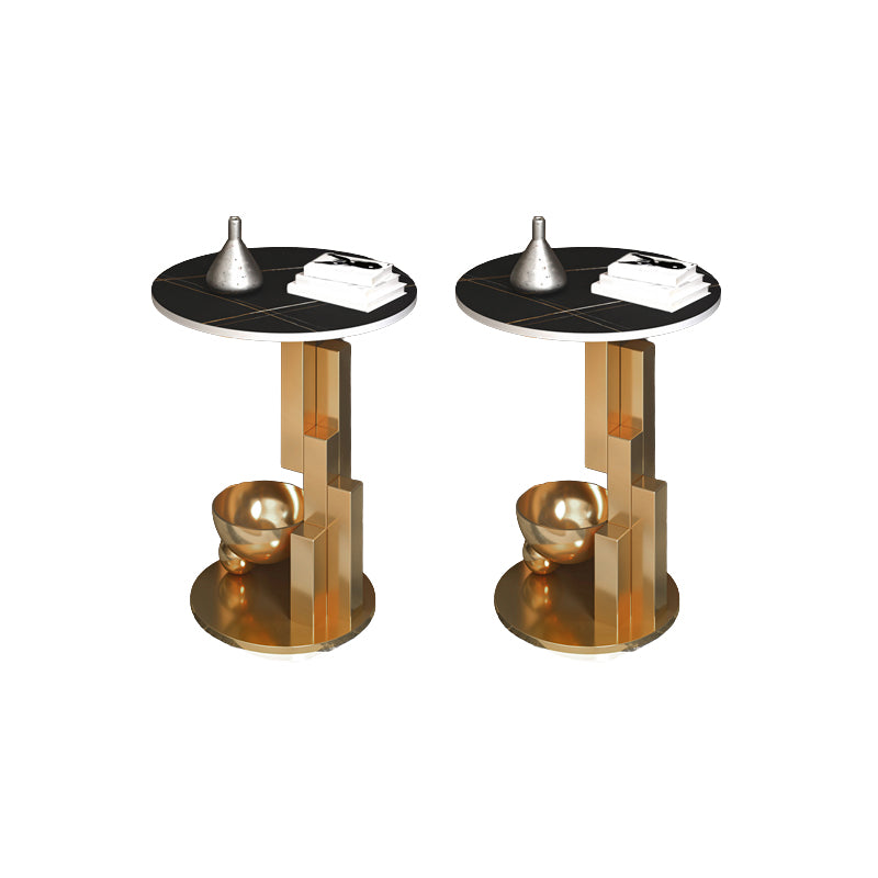 Contemporary Metal Corner Table Pedestal Round Living Room Sofa Side Accent Table