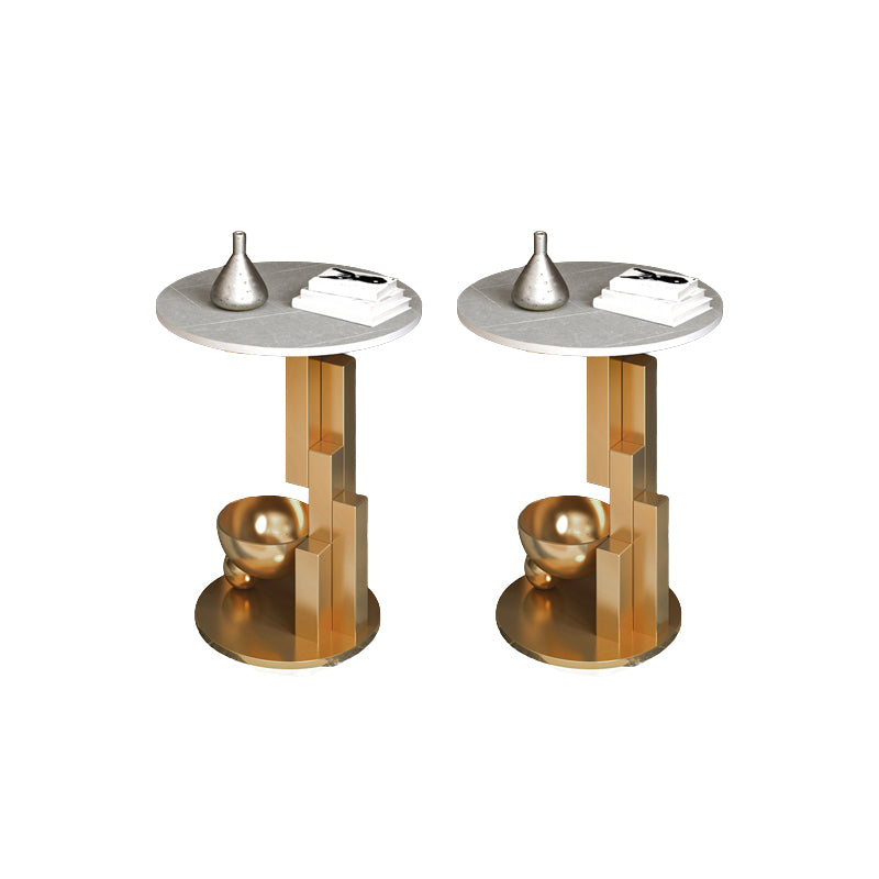 Contemporary Metal Corner Table Pedestal Round Living Room Sofa Side Accent Table