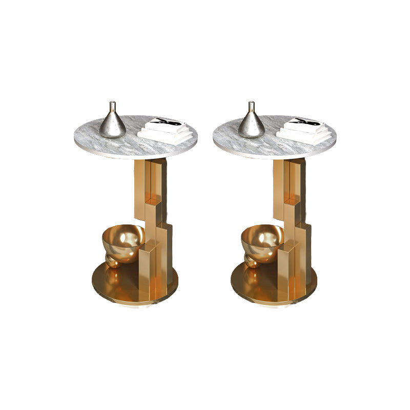 Contemporary Metal Corner Table Pedestal Round Living Room Sofa Side Accent Table