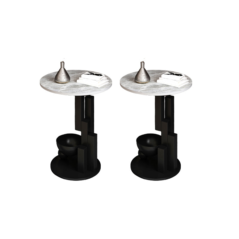 Contemporary Metal Corner Table Pedestal Round Living Room Sofa Side Accent Table