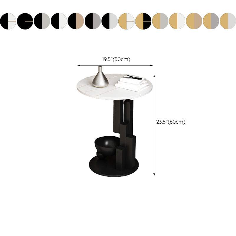 Contemporary Metal Corner Table Pedestal Round Living Room Sofa Side Accent Table