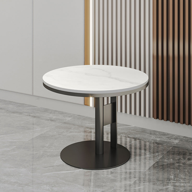 Contemporary Accent Side Table Round Pedestal Living Room Metal Corner Table
