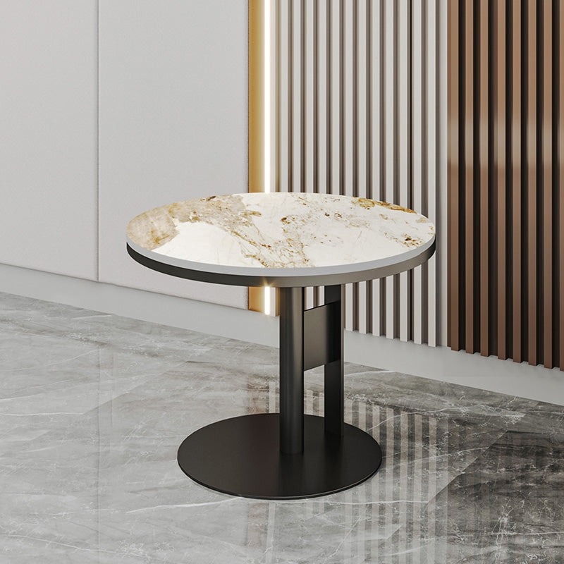 Contemporary Accent Side Table Round Pedestal Living Room Metal Corner Table