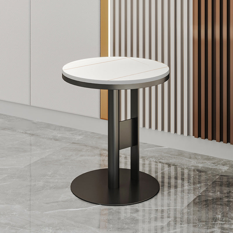 Contemporary Accent Side Table Round Pedestal Living Room Metal Corner Table