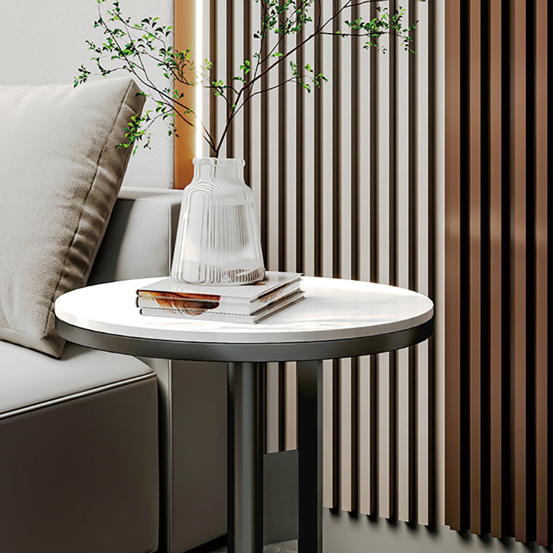 Contemporary Accent Side Table Round Pedestal Living Room Metal Corner Table