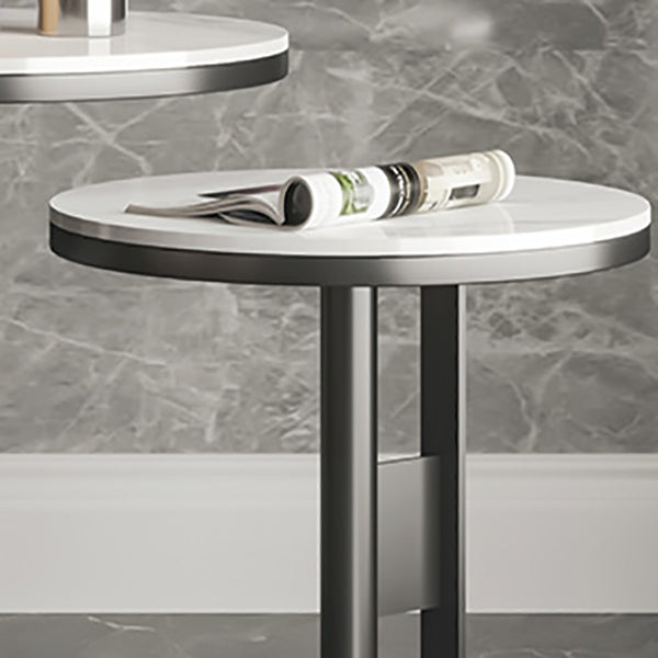 Contemporary Accent Side Table Round Pedestal Living Room Metal Corner Table