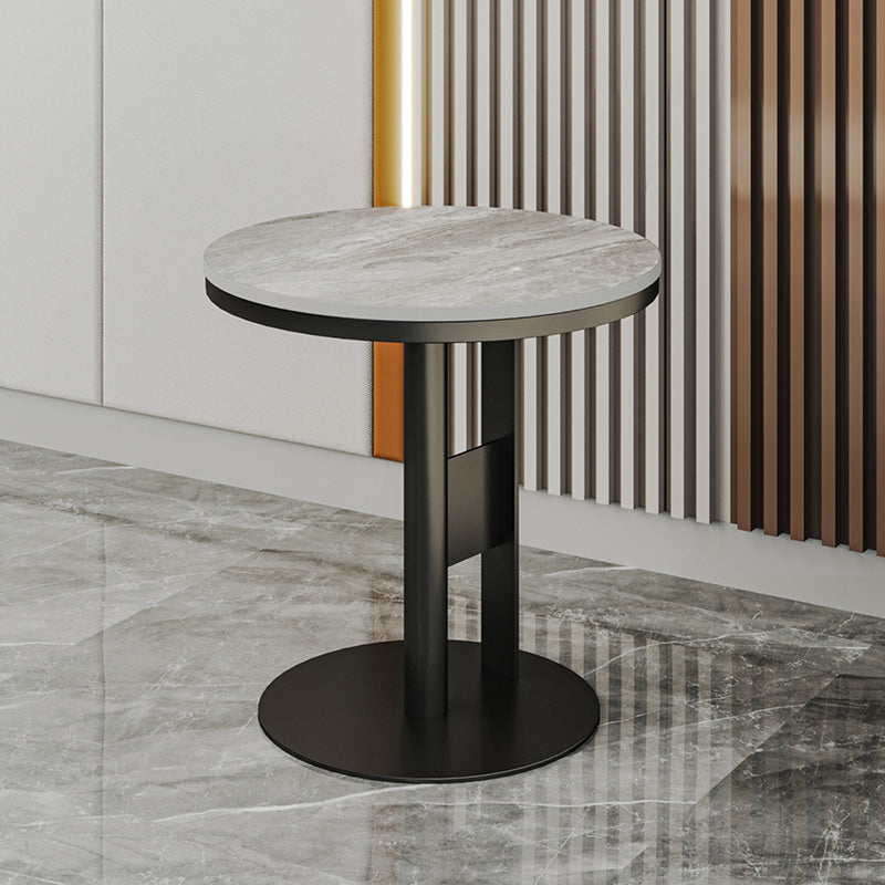 Contemporary Accent Side Table Round Pedestal Living Room Metal Corner Table
