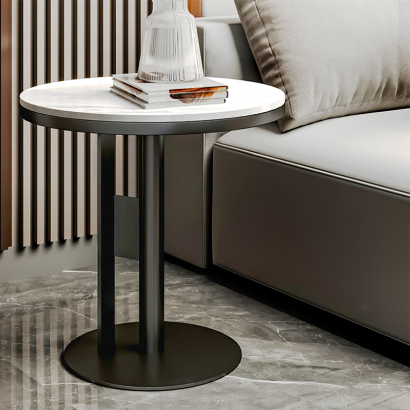 Contemporary Accent Side Table Round Pedestal Living Room Metal Corner Table
