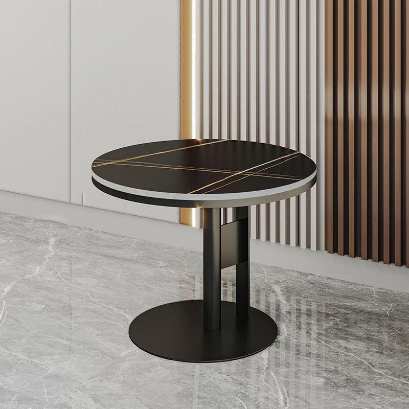 Contemporary Accent Side Table Round Pedestal Living Room Metal Corner Table