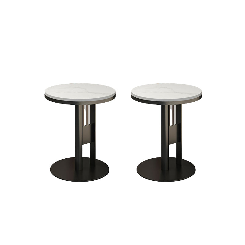 Contemporary Accent Side Table Round Pedestal Living Room Metal Corner Table