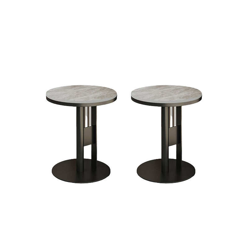 Contemporary Accent Side Table Round Pedestal Living Room Metal Corner Table