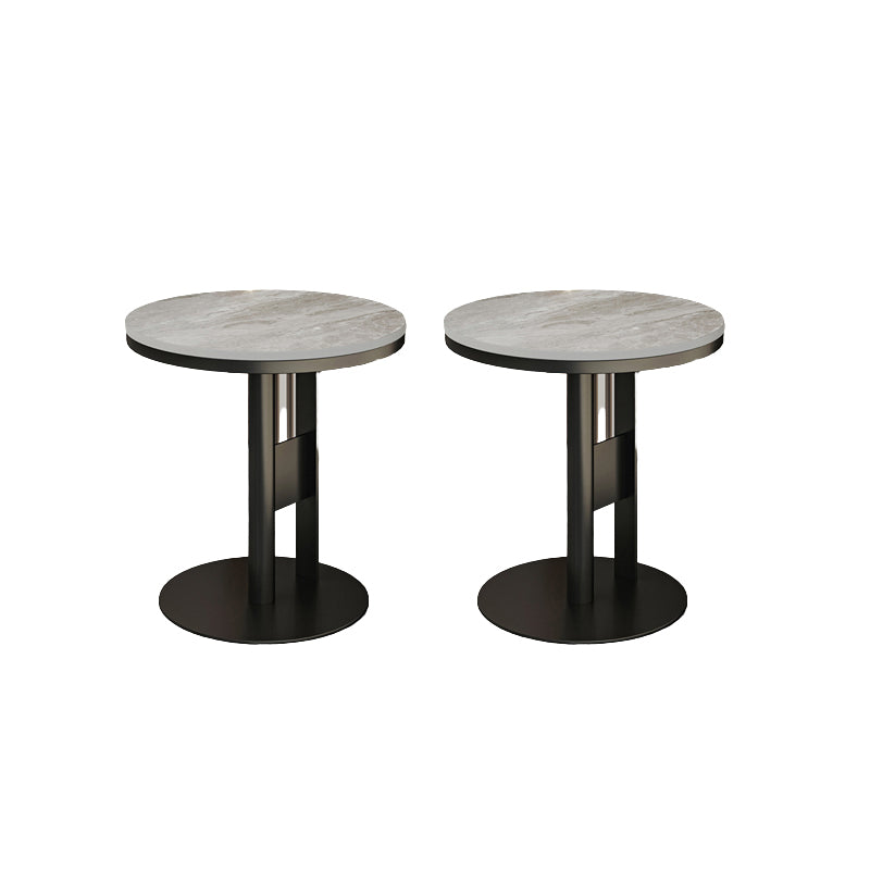 Contemporary Accent Side Table Round Pedestal Living Room Metal Corner Table