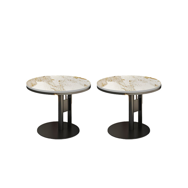 Contemporary Accent Side Table Round Pedestal Living Room Metal Corner Table
