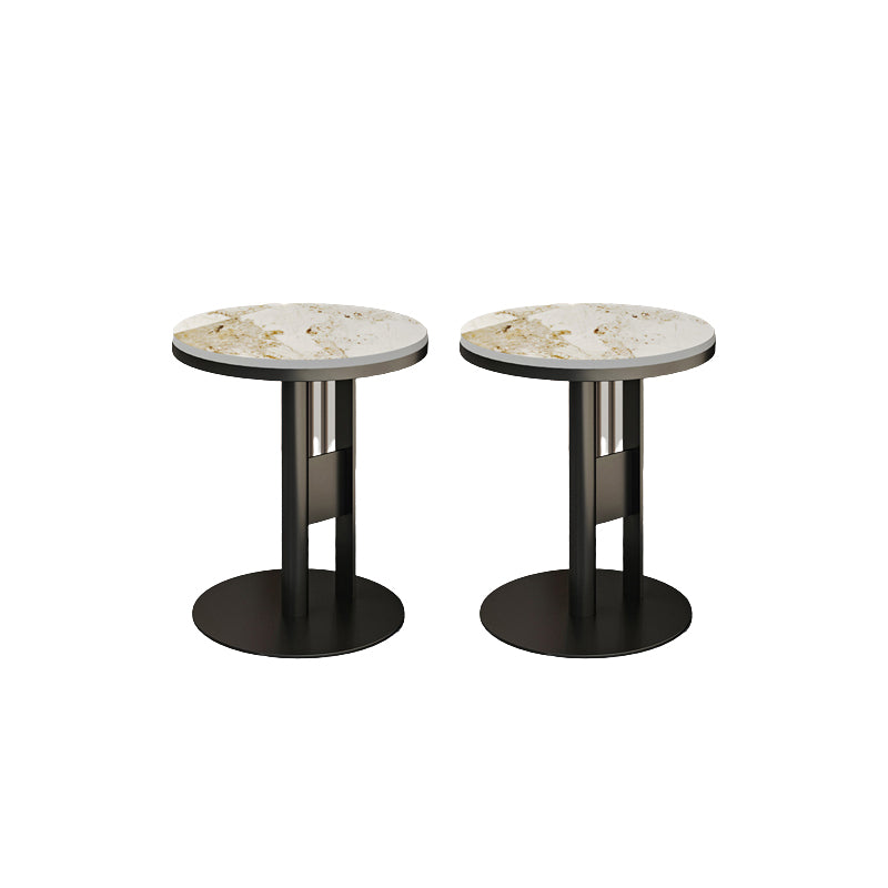 Contemporary Accent Side Table Round Pedestal Living Room Metal Corner Table