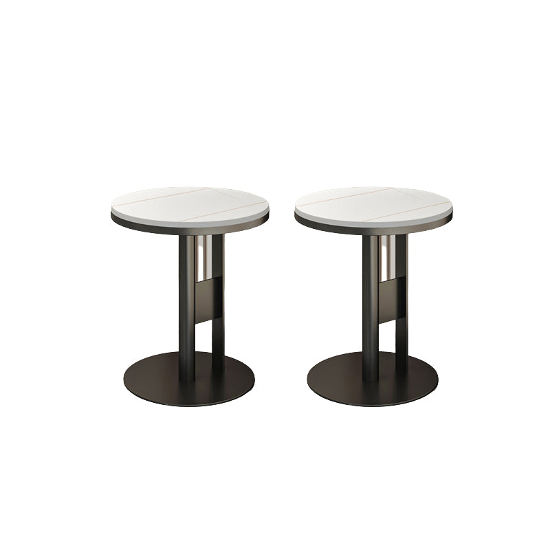 Contemporary Accent Side Table Round Pedestal Living Room Metal Corner Table