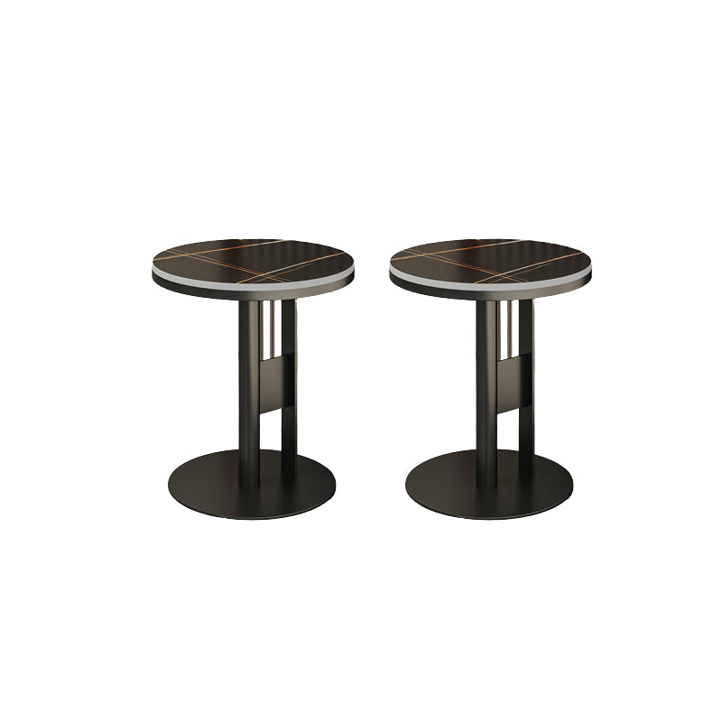 Contemporary Accent Side Table Round Pedestal Living Room Metal Corner Table