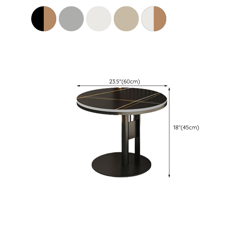 Contemporary Accent Side Table Round Pedestal Living Room Metal Corner Table