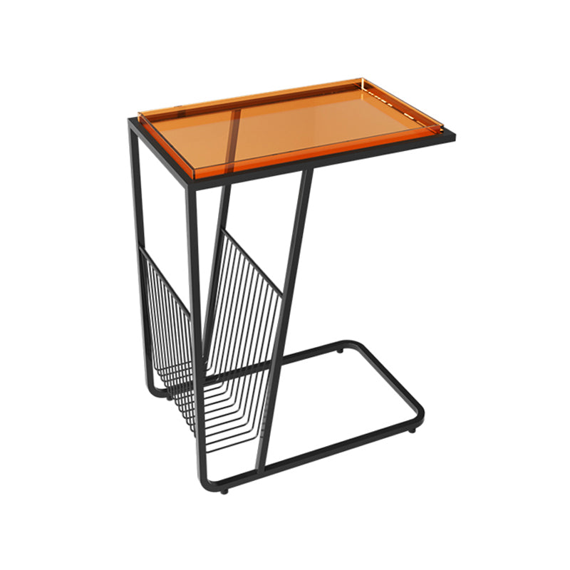 Contemporary Accent Side Table with Storage Living Room Rectangular Abstract