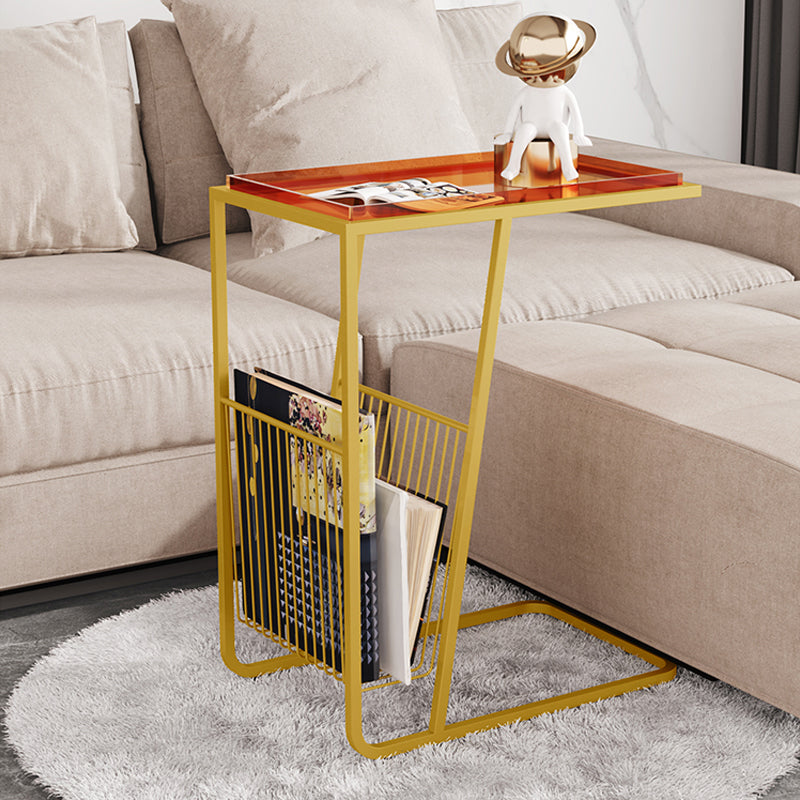 Contemporary Accent Side Table with Storage Living Room Rectangular Abstract